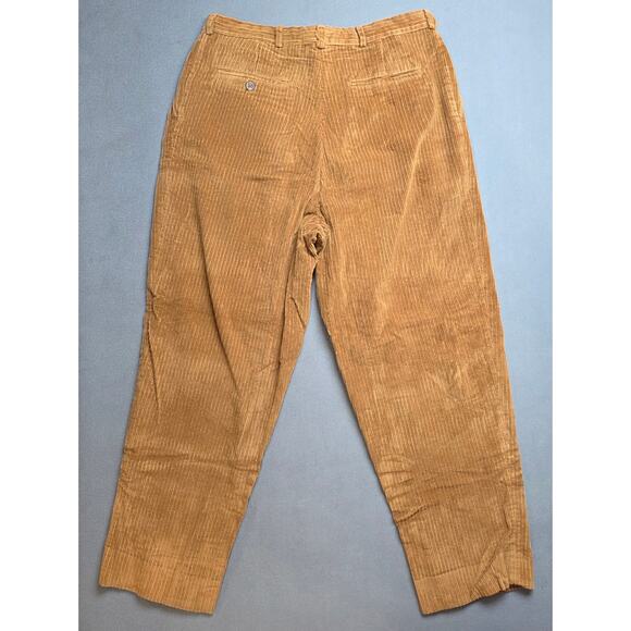 Vtg Bachrach Mens Pleated Corduroy Pants Trousers 33x29.5 Tapered Caramel Brown - Picture 5 of 10